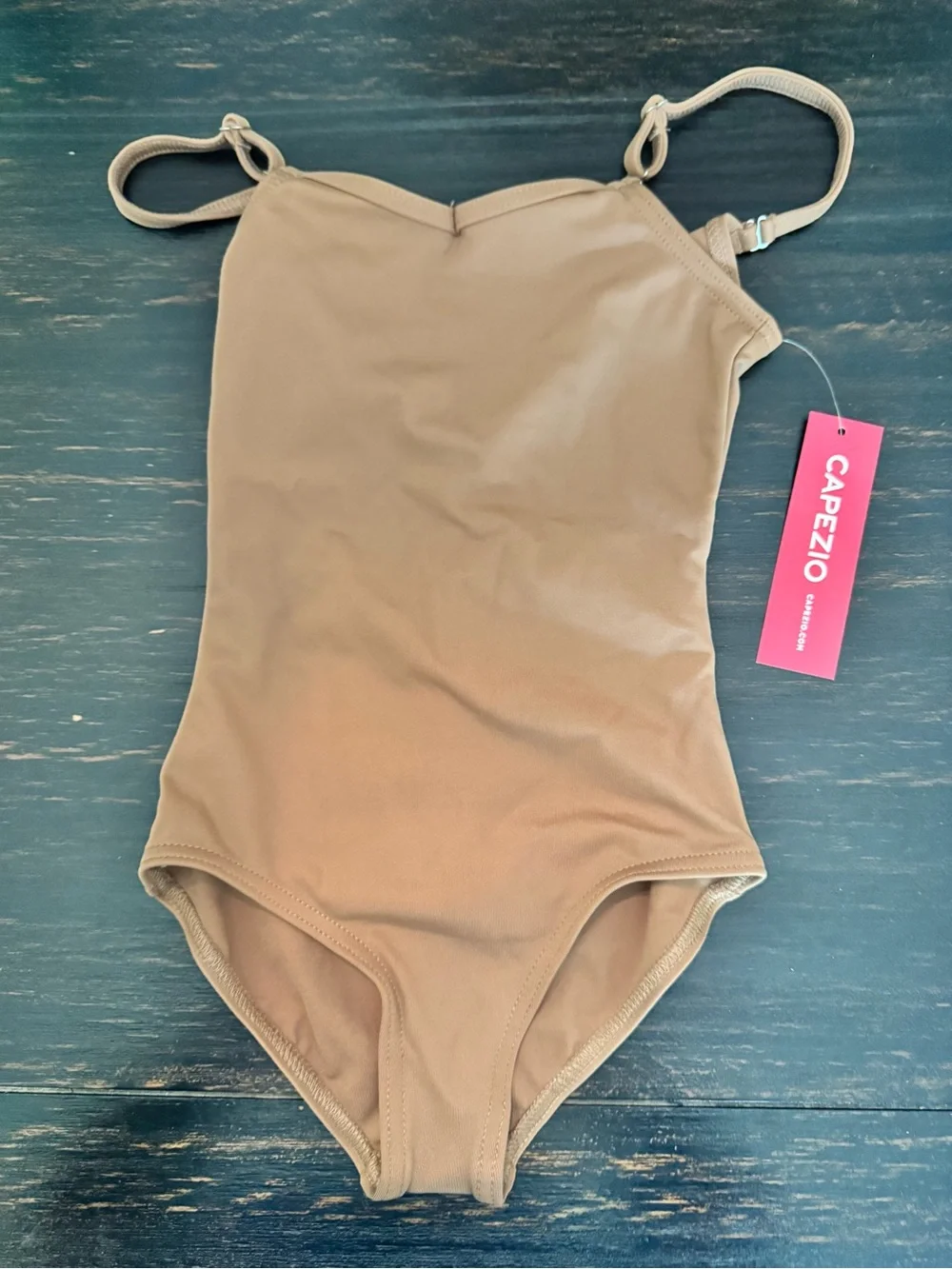 NWT! Capezio Girls Tan Camisole Leotard with Adjustable Straps Dancewear Small